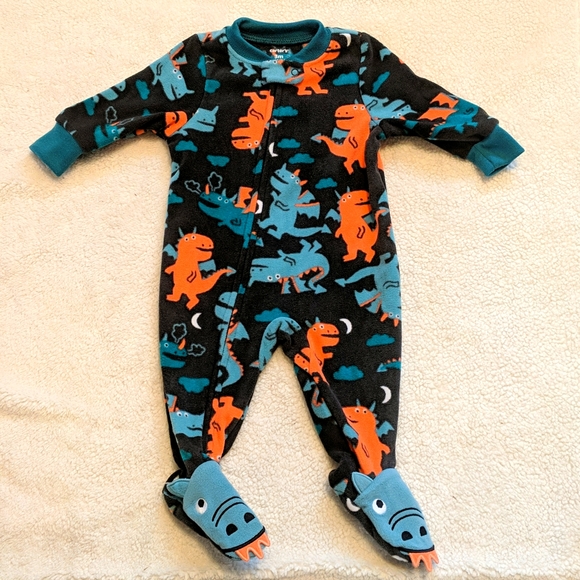Carter's set of two 3 month old fleece footed onesie pajamas - Picture 3 of 8